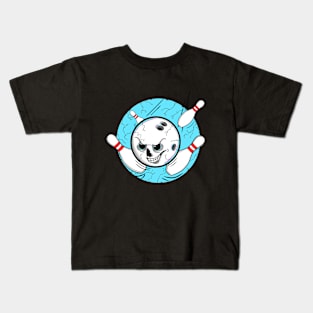 Bowling face strike Kids T-Shirt